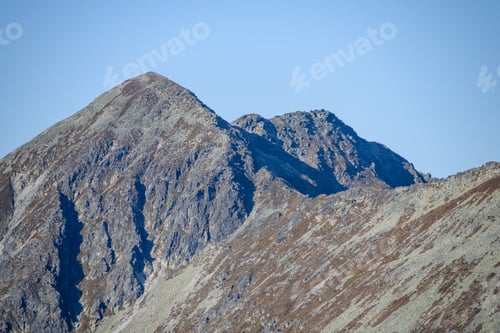 Preview: Tatra Mountain Peak View In Slovakia In Sunny Day. Blue Sky With Clouds Above
