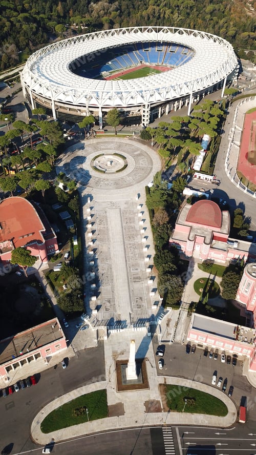 Preview: Aerial Drone Bird'S Eye View Photo Of Iconic Sports Complex Of Foro Italico Featuring Famous