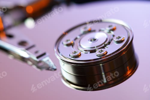 Preview: Closeup Of An Open Computer Hard Drive