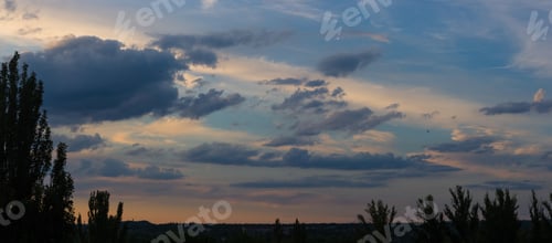 Preview: Landscape With Dramatic Light - Beautiful Golden Sunset With Saturated Sky And Clouds.