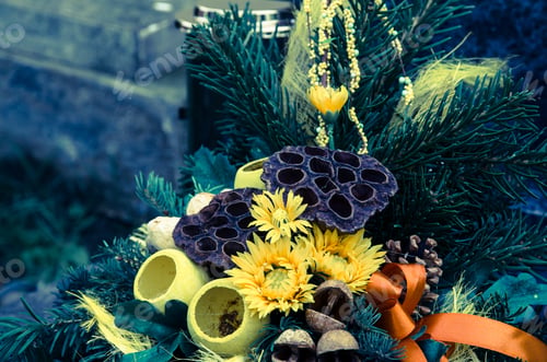 Preview: Floral Bouquet Decoration Lying On Grave