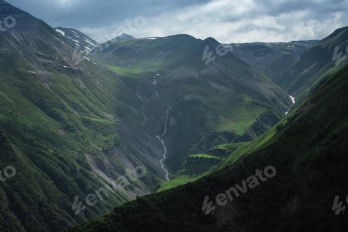 Preview: Caucasian Mountain Ranges And Valleys At Gudauri, Georgia. Summer Day On The Military-Georgian
