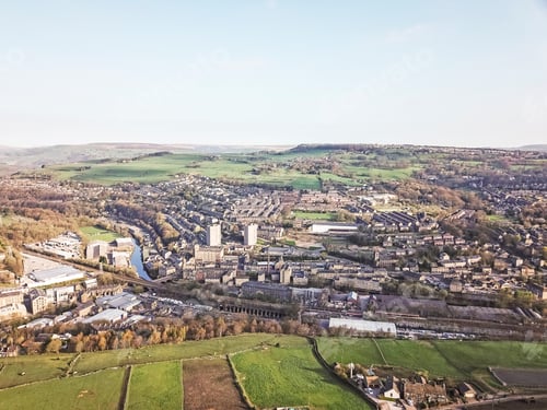 Preview: Aerial View Of Sowerby Bridge From Norland, West Yorkshire, Uk