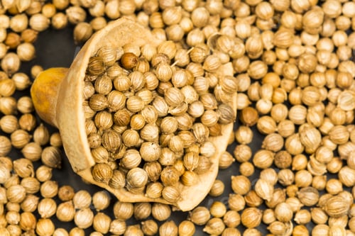 Preview: Coriander Seeds With Pumpkin Rind On Black Background