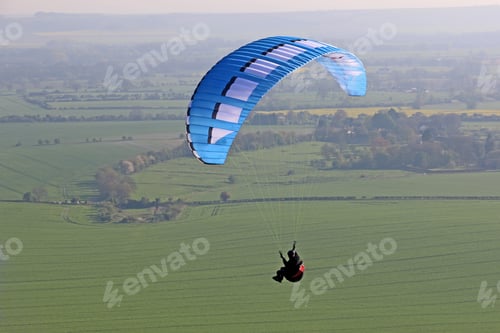 Preview: Paraglider Flying At Milk Hill, Wiltshire