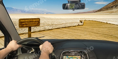 Preview: Driving A Car In Badwater Basin, The Lowest Elevation Point In Usa, Death Valley National Park In
