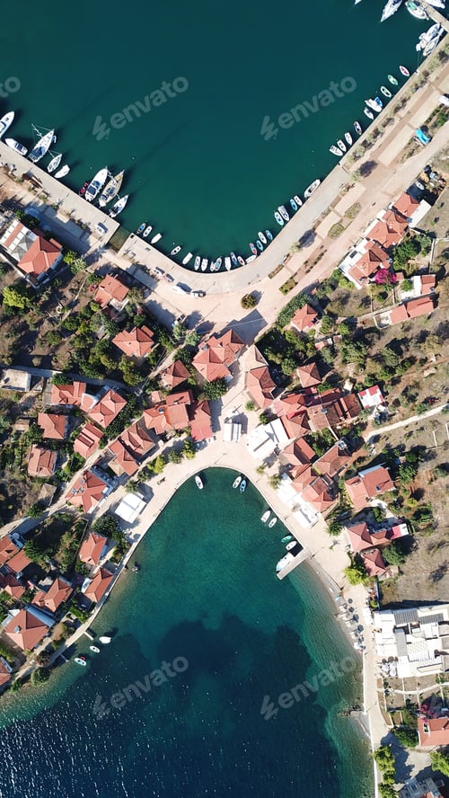 Preview: Aerial Drone Photo Of The One And Only Inhabited Island In The Corinthian Gulf Called Trizonia With