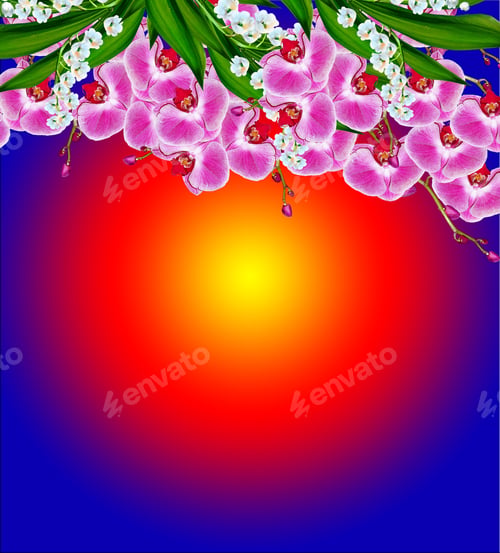 Preview: Flowers Pink Orchids And Lilies Of The Valley