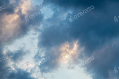 Preview: Dramatic Sky With Clouds. Dark Sky With Cumulus Clouds.