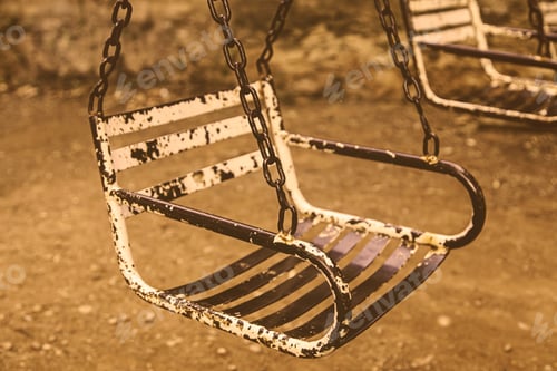 Preview: Old Abandoned And Rusted Swings, Children Game Detail