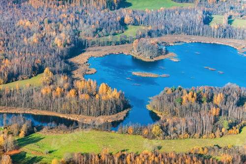 Preview: Aerial View Over The Fields And Forest In Autumn