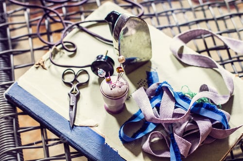 Preview: Tailor'S Kit: Scissors, Braid, Pins. Vintage Style.