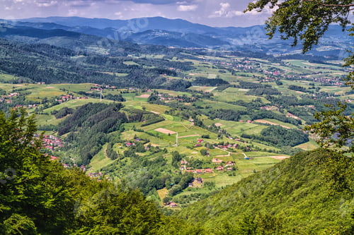 Preview: View Of Polish Town Rytro From Beskidy Mountains (Beskid Sadecki). Beskid Sadecki Is A Part Of