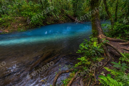Preview: Two Clear Rivers With Different Acidity Mix And Create The River With Turquoise Water. Rio Celeste