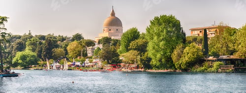 Preview: Scenic View Over The Artificial Lake In The Eur District, Rome, Italy