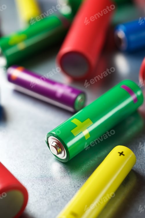 Preview: Many Batteries On A Metal Table.