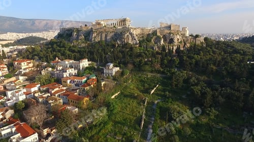 Preview: Aerial Birds Eye View Photo Taken By Drone Of Archaeological Site Of Ancient Agora With View To