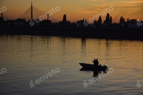 Preview: Fishing On The River From The Boat At Night