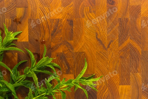 Preview: Fresh Spearmint Herb Mentha On A Wooden Background