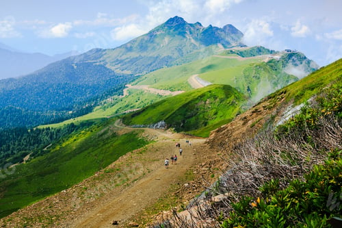 Preview: Alpine Meadows And Mountains In Krasnaya Polyana, Russia. Beautiful View Of Mountains.