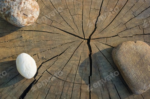 Preview: Spa Beautiful And Unusual Decorative Pebbles On The Old Cracked Wooden Background