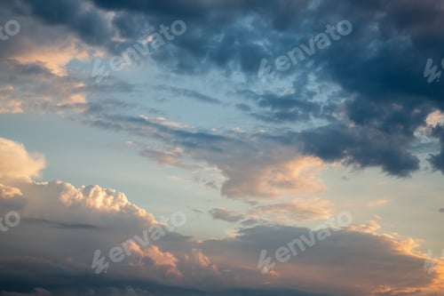 Preview: Dramatic Sky With Clouds. Dark Sky With Cumulus Clouds.