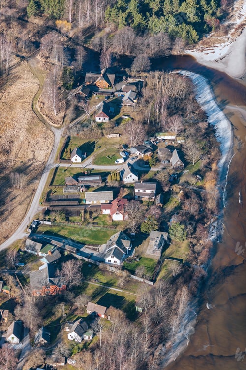 Preview: Aerial View Over The Village Lapmezciems (Latvia)