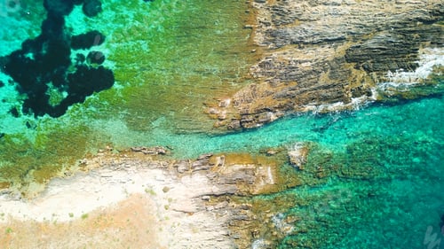 Preview: Aerial Photo Of Tropical Caribbean Rocky Island Seascape With Turquoise And Emerald Crystal Clear