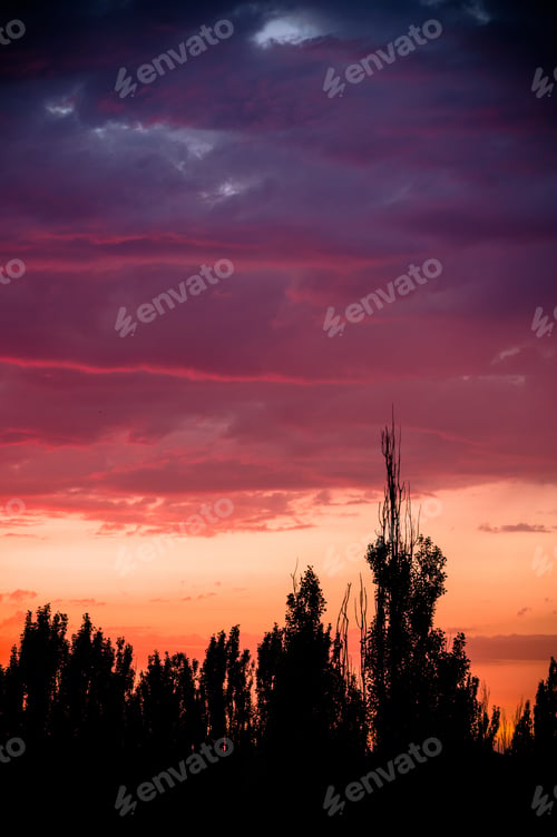 Preview: Landscape With Dramatic Light - Beautiful Golden Sunset With Saturated Sky And Clouds.