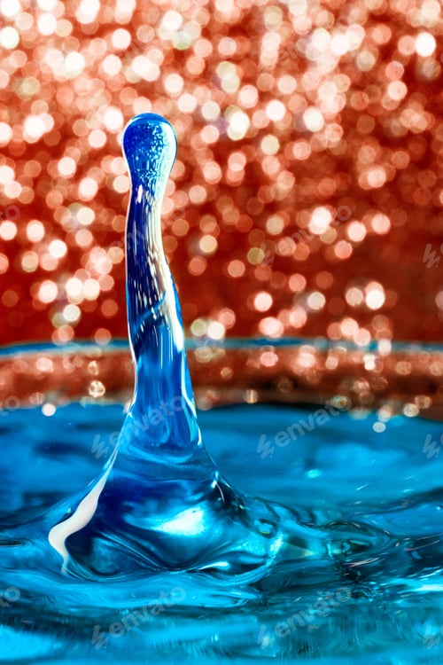 Preview: Abstract, Colorful Composition With Small Bokeh Lights, Water Drops And Water Texture. Can Be Used