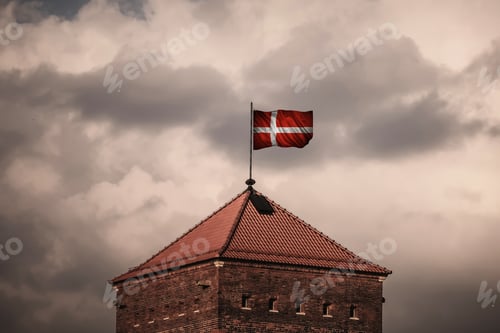 Preview: Closeup Of Grunge Flag Of Denmark. Flag With Original Proportions