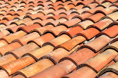 Preview: Texture Rows Of Round Red Tiles On The Roof