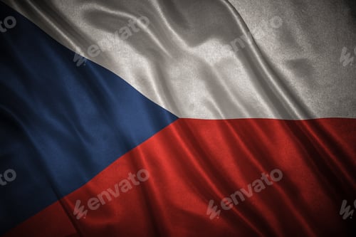 Preview: Flag With Original Proportions. Closeup Of Grunge Flag Of Czech Republic