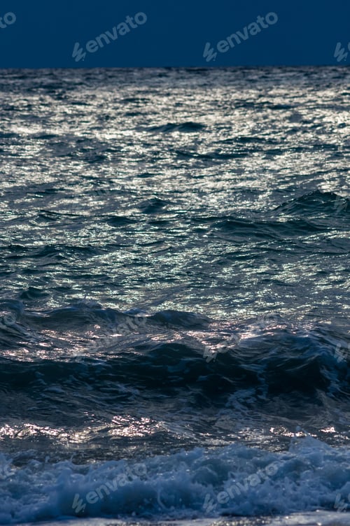 Preview: Sea Landscape Is A Pebbly Beach With Waves In White Foam
