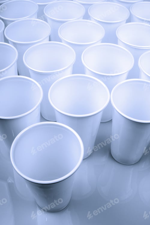 Preview: Large Group Of White Disposable Plastic Cups