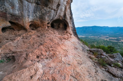 Preview: The Abrics De L'Ermita Rock Art Nearby Ulldecona Village Of Terres De L'Ebre Region In Tarragona