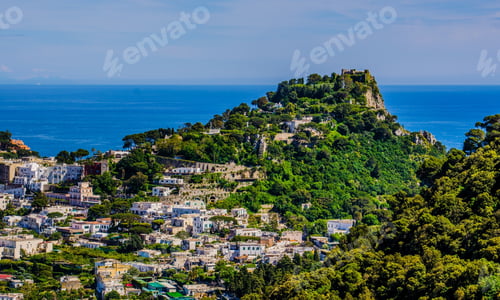 Preview: Aerial View Of Italian Holiday Island Capri, Which Combines Beautiful Nature Spreadin Over Two