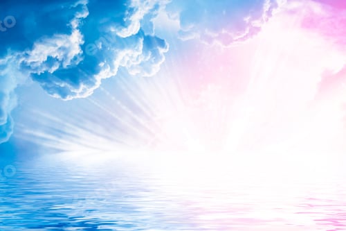 Preview: Blurred Background. Blue Sky And White Fluffy Clouds.