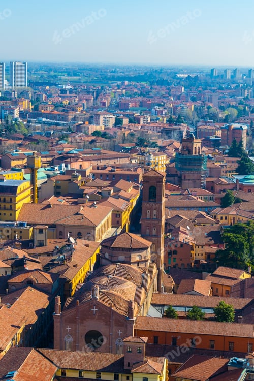 Preview: Aerial View Of Via Zamboni And Ist Neighborhood Including Basilica Di San Giacomo Maggiore And A