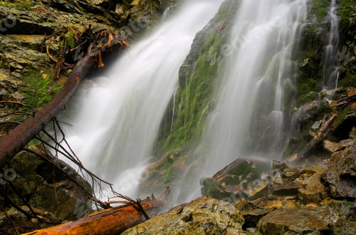 Preview: Waterfall And Green Stone With Moss