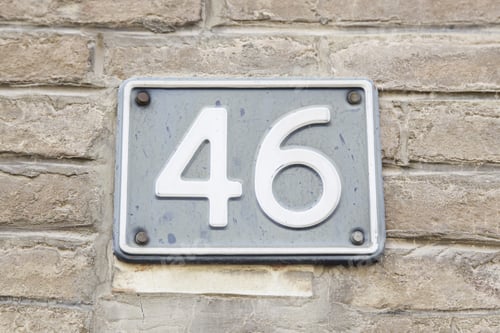 Preview: Number Forty-Six On The Wall Of A House, Detail Of A Number Of Information, Even Number