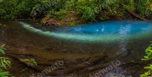 Preview: Two Clear Rivers With Different Acidity Mix And Create The River With Turquoise Water. Rio Celeste