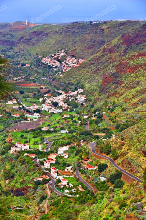 Preview: Gran Canaria Landscape, Spain. Los Berrazales Canyon And Village.