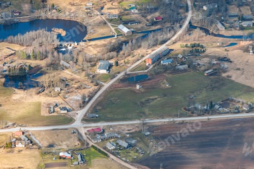 Preview: Aerial View Over The Small Village In Latvia