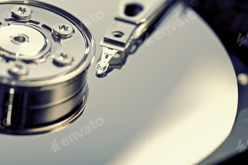 Preview: Closeup Of An Open Computer Hard Drive