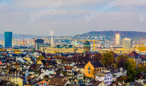 Preview: Aerial View Of Zurich Taken From The Top Of Grossmunster Church