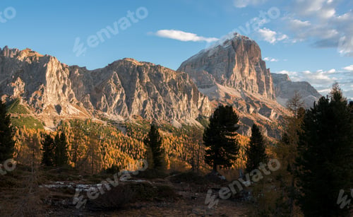 Preview: Autumn Scenery By The Lake Limides In Dolomites Mountains.