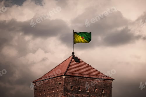 Preview: Flag With Original Proportions. Closeup Of Grunge Flag Of French Guiana