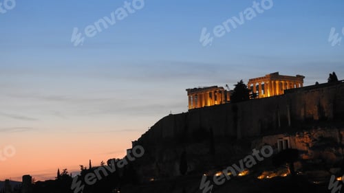 Preview: Photo Of Iconic Acropolis Hill And The Parthenon At Dusk, Athens Historic Center, Attica, Greece