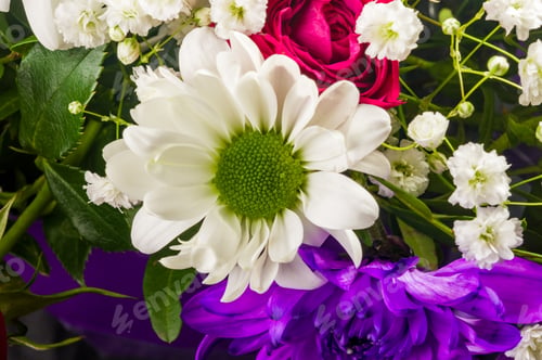 Preview: Background For A Greeting Card - Beautiful Gift Bouquet Of Various Colorful Decorative Summer